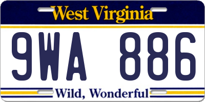 WV license plate 9WA886