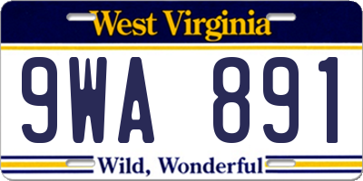 WV license plate 9WA891