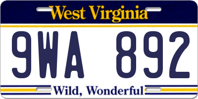 WV license plate 9WA892