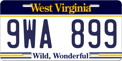 WV license plate 9WA899