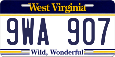 WV license plate 9WA907