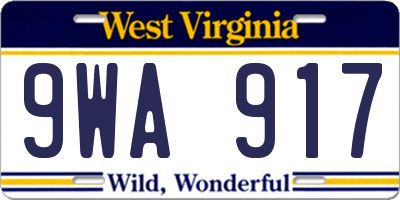 WV license plate 9WA917