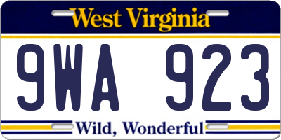 WV license plate 9WA923