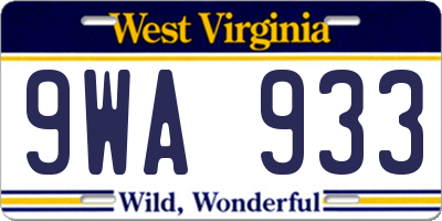 WV license plate 9WA933