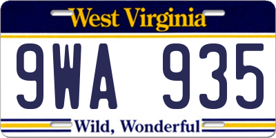 WV license plate 9WA935