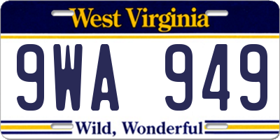 WV license plate 9WA949