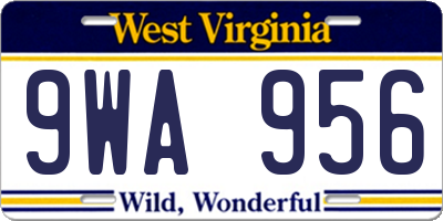 WV license plate 9WA956