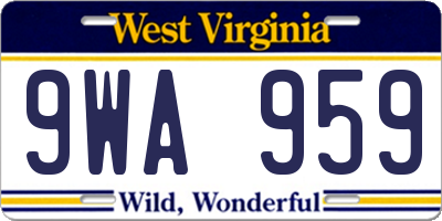 WV license plate 9WA959