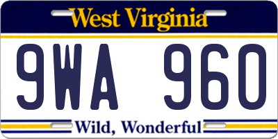 WV license plate 9WA960