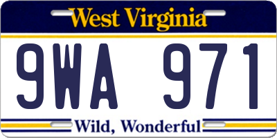 WV license plate 9WA971