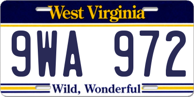 WV license plate 9WA972
