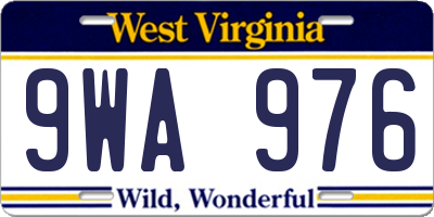 WV license plate 9WA976