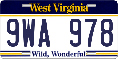 WV license plate 9WA978