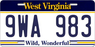 WV license plate 9WA983