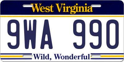 WV license plate 9WA990