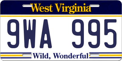 WV license plate 9WA995