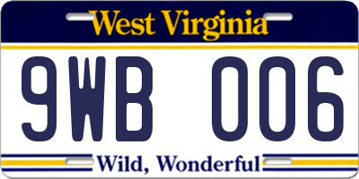 WV license plate 9WB006