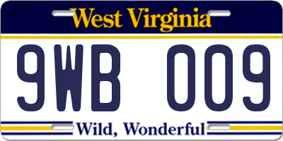 WV license plate 9WB009