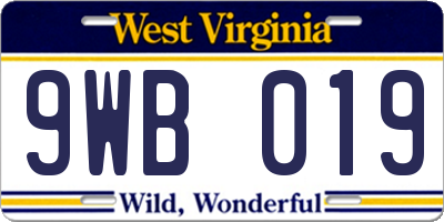 WV license plate 9WB019