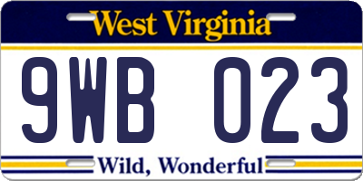WV license plate 9WB023