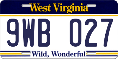 WV license plate 9WB027
