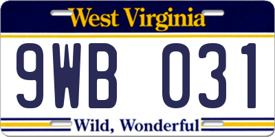 WV license plate 9WB031