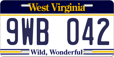 WV license plate 9WB042