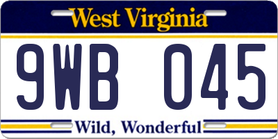 WV license plate 9WB045