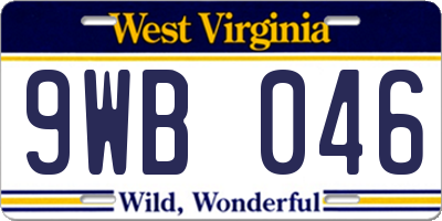 WV license plate 9WB046