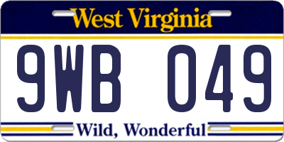 WV license plate 9WB049