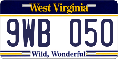 WV license plate 9WB050
