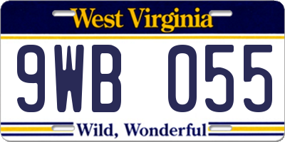 WV license plate 9WB055