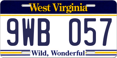 WV license plate 9WB057