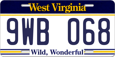 WV license plate 9WB068