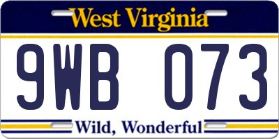 WV license plate 9WB073