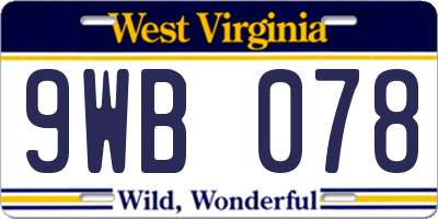 WV license plate 9WB078