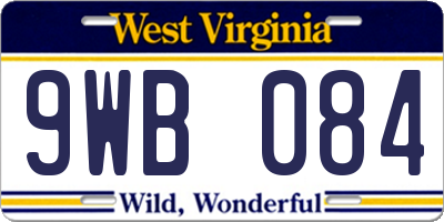 WV license plate 9WB084