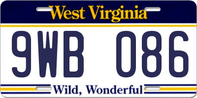 WV license plate 9WB086