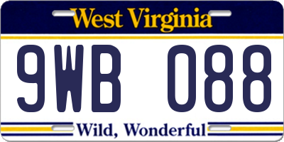 WV license plate 9WB088