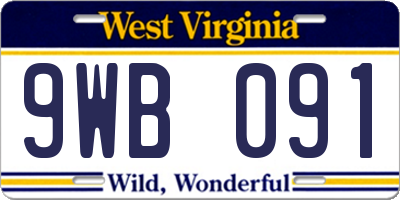 WV license plate 9WB091