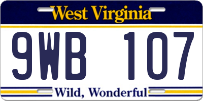 WV license plate 9WB107