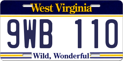 WV license plate 9WB110
