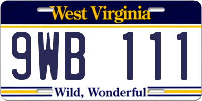 WV license plate 9WB111