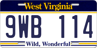WV license plate 9WB114