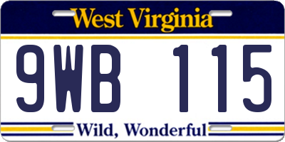 WV license plate 9WB115