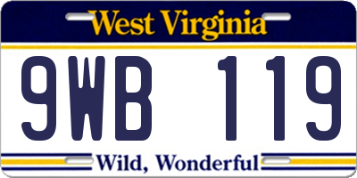 WV license plate 9WB119