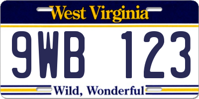 WV license plate 9WB123