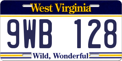 WV license plate 9WB128