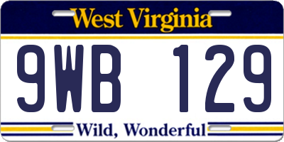 WV license plate 9WB129