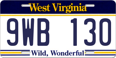 WV license plate 9WB130